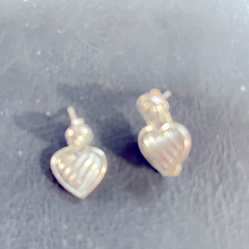 Sterling silver heart Post earrings.